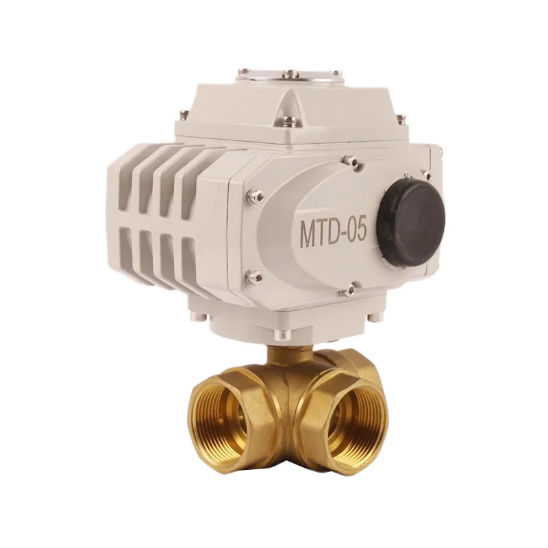 Quick Opening and Closing Normally Closed Threaded High Flow Brass Valve Electric Three-way Ball Valve for Water