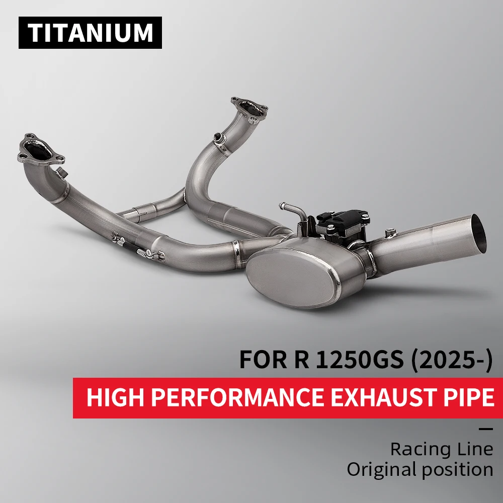 Titanium Motorcycle Exhaust Front Pipe 60mm Header for R1250GS R1250 GS Adventure with Electric Controlled Valve