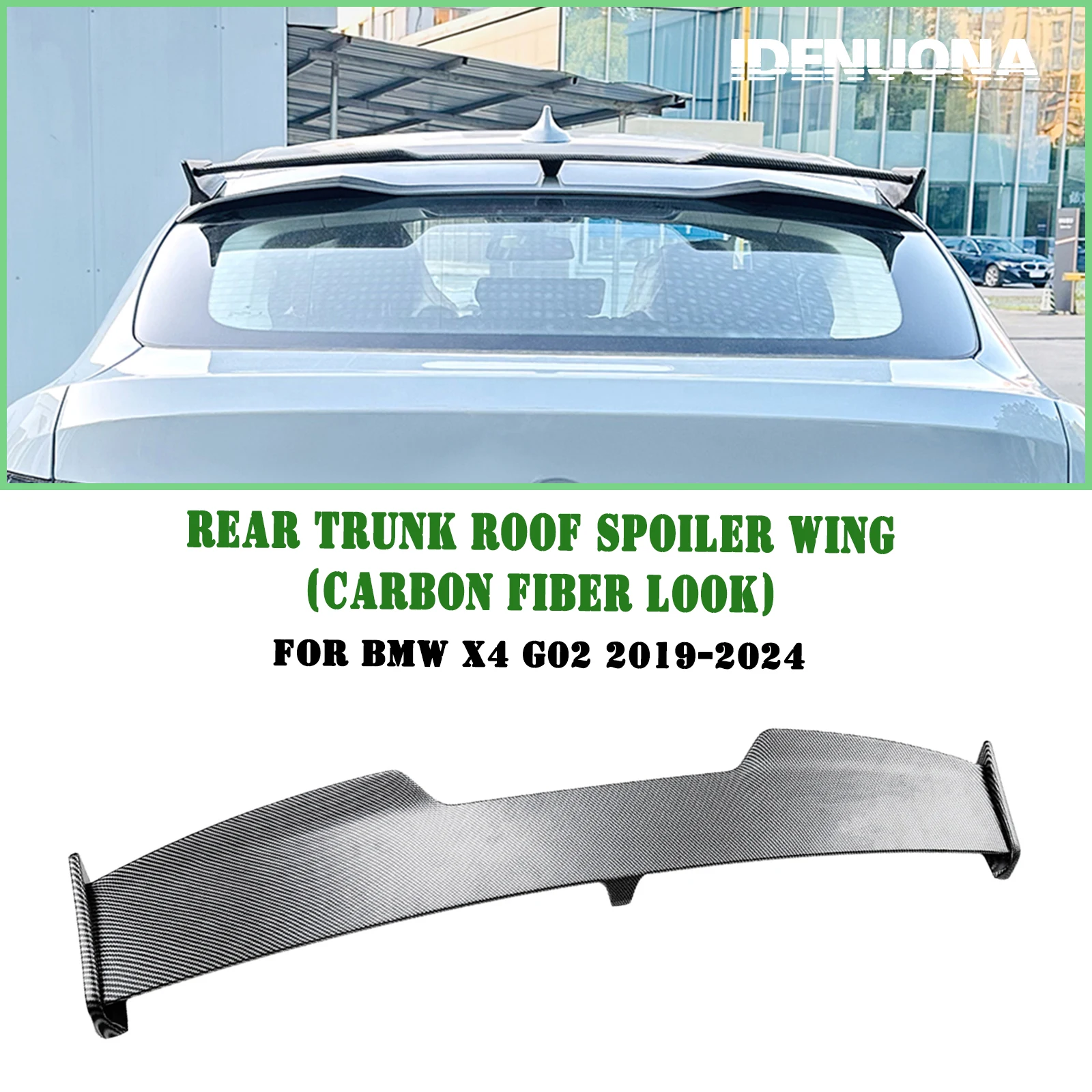 

Rear Trunk Lid Roof Spoiler Wing For BMW X4 G02 2019-2024 Carbon Fiber Look/Gloss Black Tail Dome Upper Deflector Splitter Lip