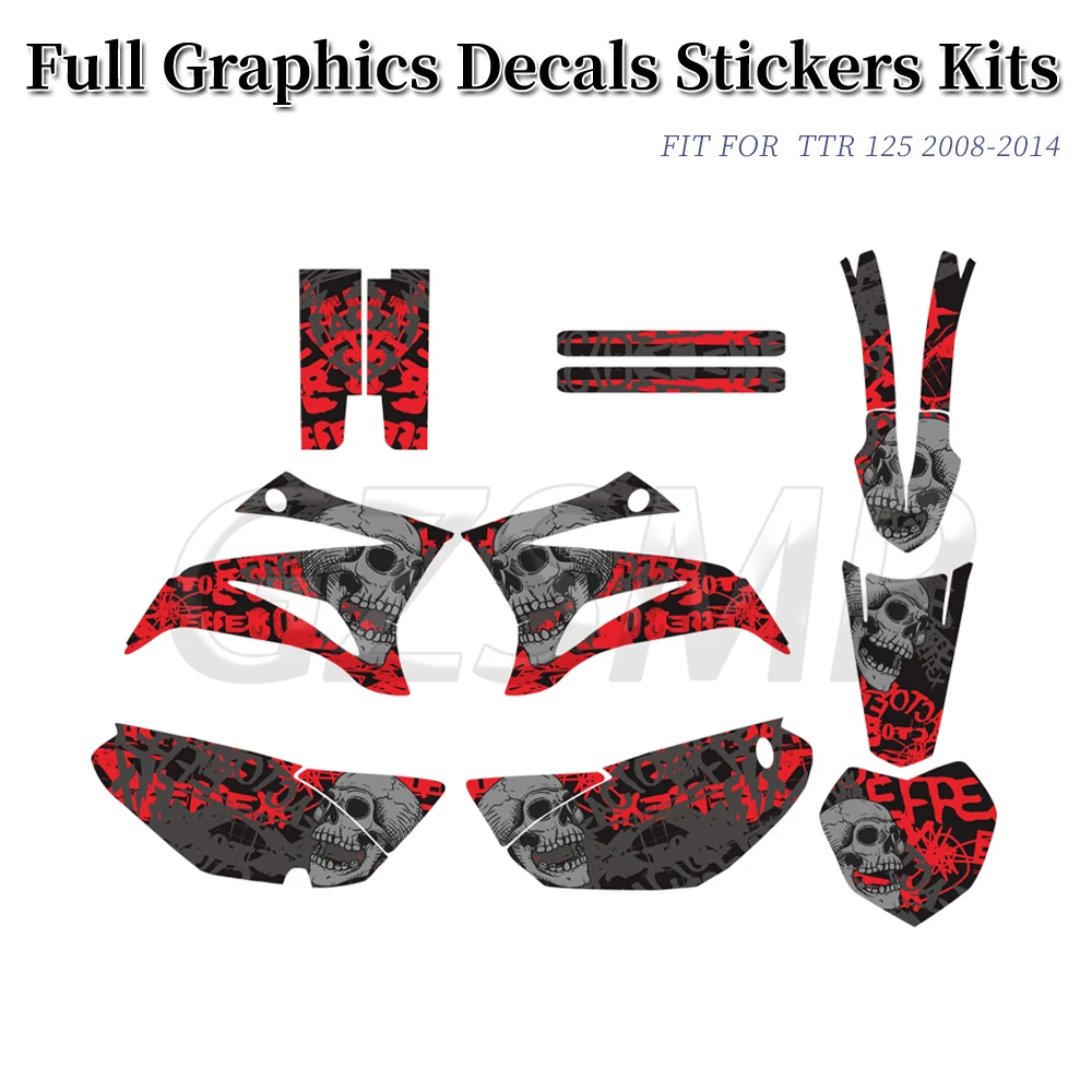 Motorcycle Background Graphics Set Deco Decals Stickers Kit Fit for YAMAHA TTR125 TTR 125 2008-2023 Custom Number Name