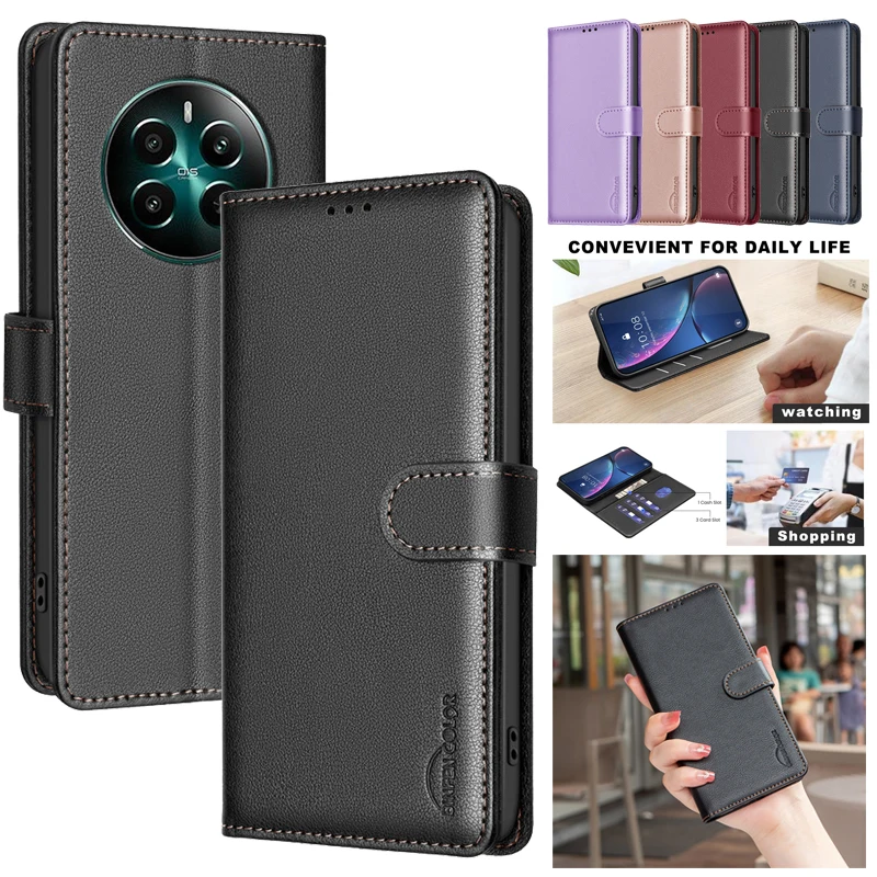 Wallet Flip Anti-theft Case For OPPO Realme 12+ 12X 11X 11 4G Realme12 Pro Plus 5G Leather Cover RFID Blocking Protective Bags