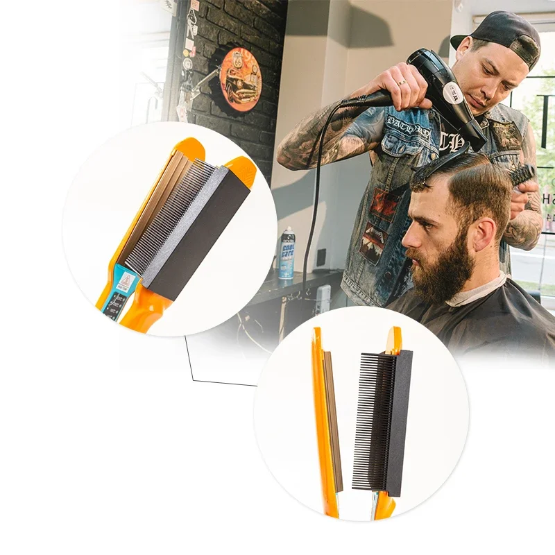 WANMEI Portable Electric Hot Comb Hair Straightener, Anti-Scald Pressing Comb for Natural Hair, Barber Styling Tool