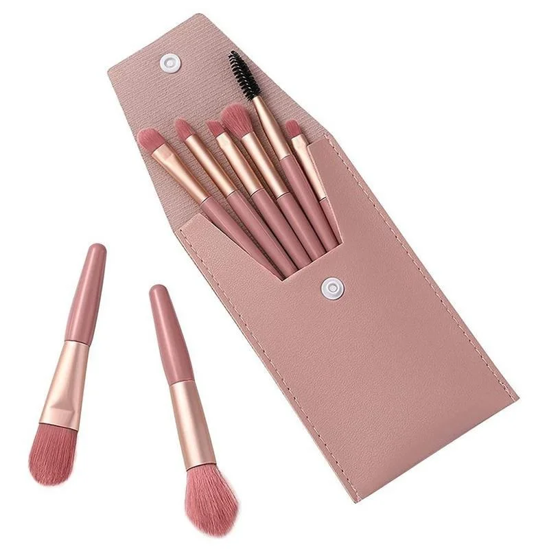 8 Pcs Mini Travel Makeup Brush Set Soft Portable Eye Shadow Foundation Concealer Blush Lip Brushes for Women