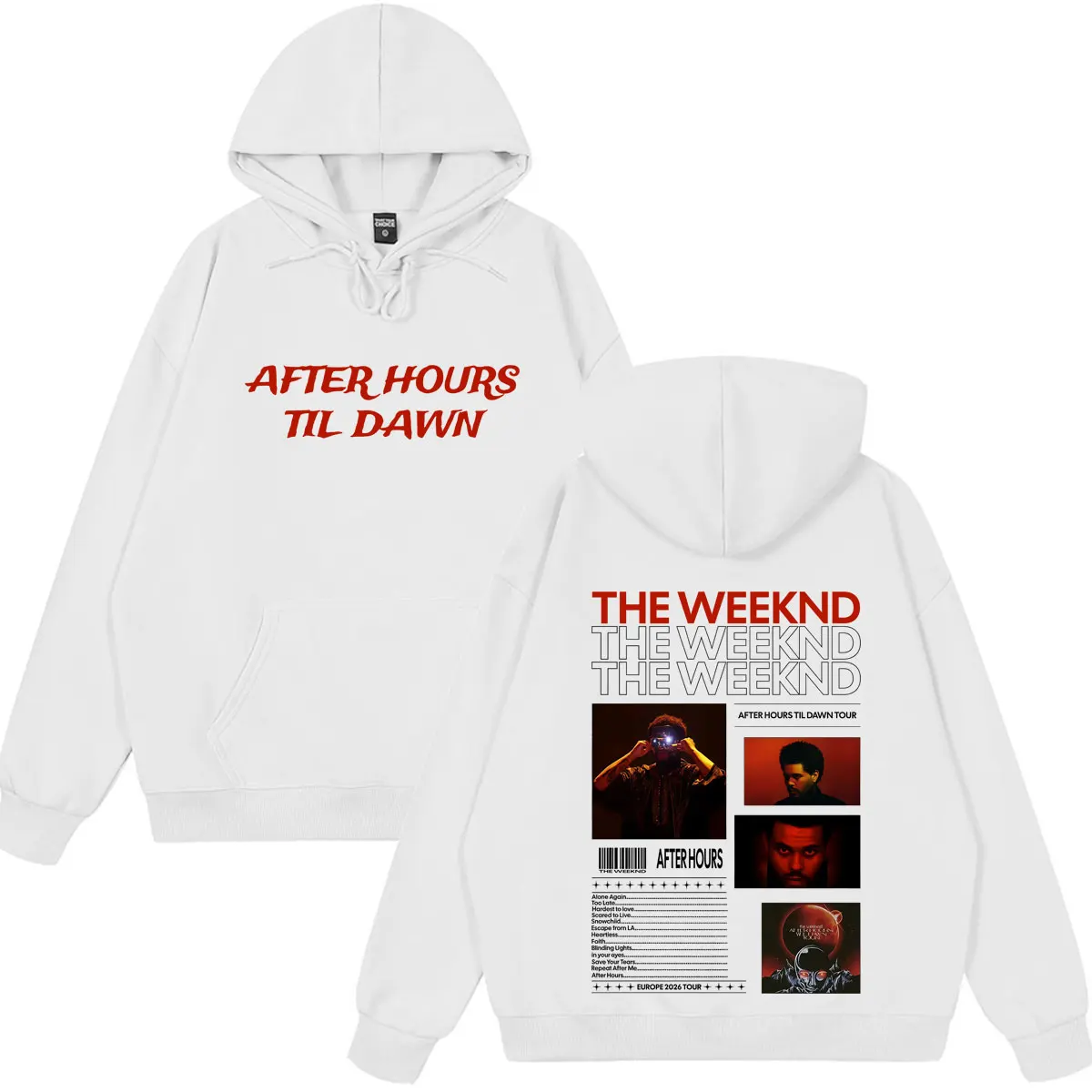 The Weeknd After Hours Til Dawn Tour 2026 Print Hoodie Men Women Hip-hop Sweatshirt Long-sleeved Loose Oversized Casual Pullover