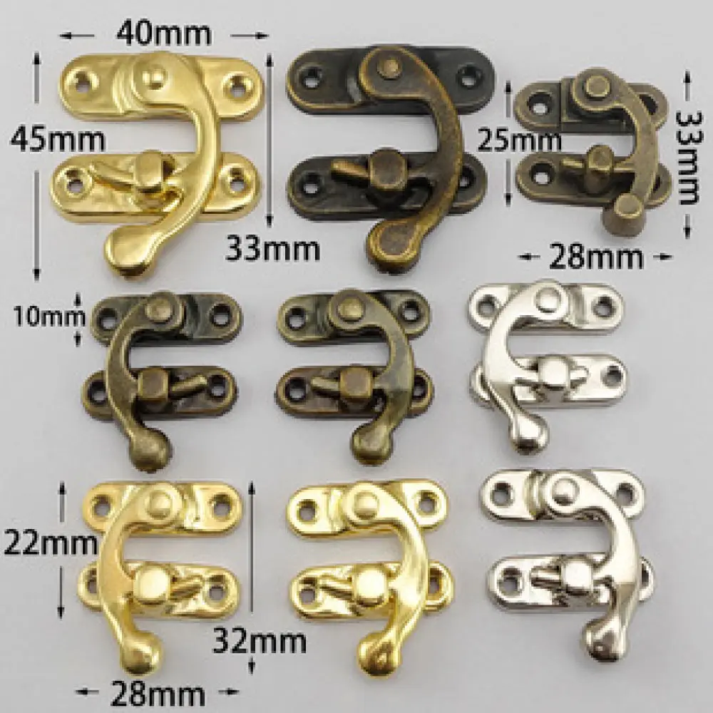 Antique Metal Toggle Latch Hasp Jewelry Box Lock For Wooden Case Cabinet Trunk Decorative Furniture Hardware Accessory Kit