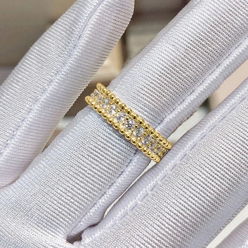 CAOSHI Exquisite Cubic Zirconia Eternity Band Rings for Women Sparkling Round CZ Stackable Wedding Engagement Finger Jewelry