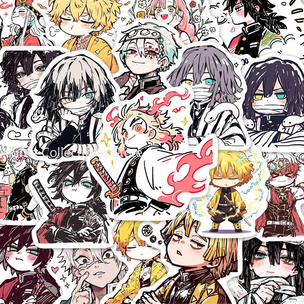 55PCS Demon Slayer Kamado Tanjirou Anime Stickers Cute Cartoon Decoration Suitcase Laptop Phone Stationery Manga Sticker