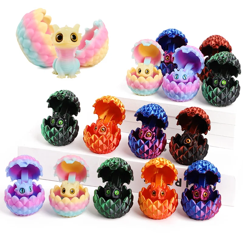Cute 3D Printed Dragon Eggs with Mini Dragon Surprise Toys for Kids Birthdays Party Favors Easter Goodies Filler Christmas Gifts