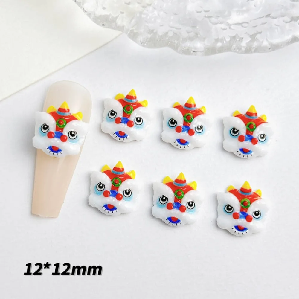 10Pcs/set Luminous Lion Dance Lion Dance Nail Decorations Manicure Ornaments Chinese New Year Lion Dance Nail Accessories Resin