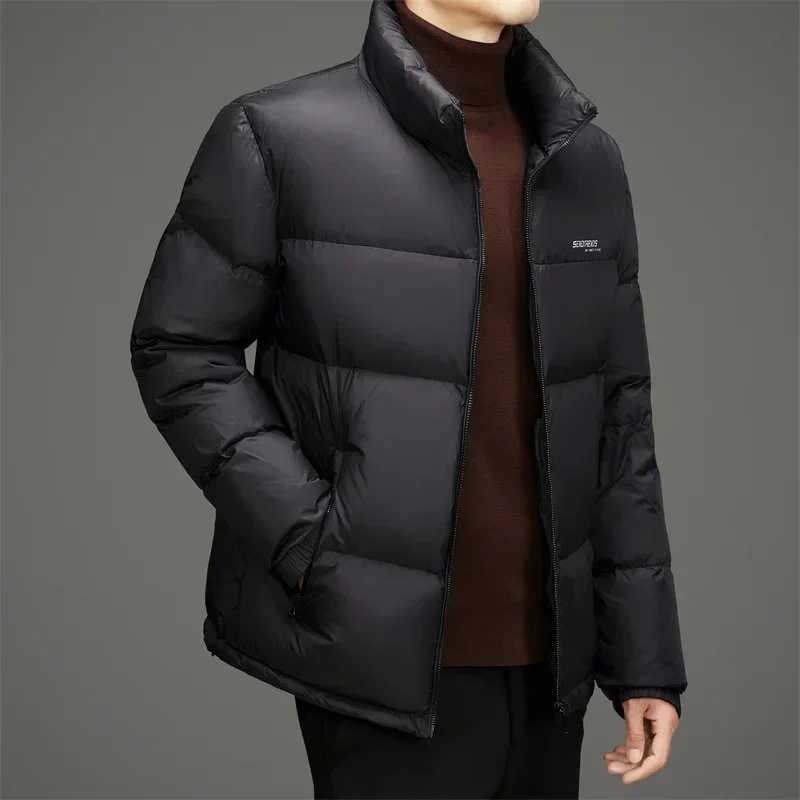 Designer Clothes Men Luxury Stand Collar Short Down Jacket Lightweight Padded Jackets 2025 Warm Man Winter Coat