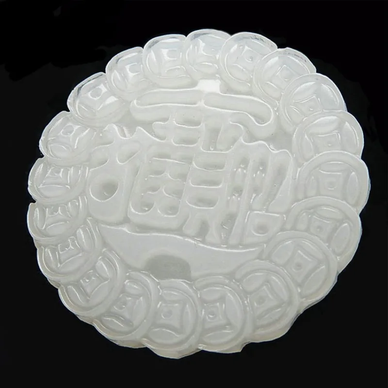 

Новый круглый кулон из белого нефрита, изысканное ожерелье в этническом ретро-стиле