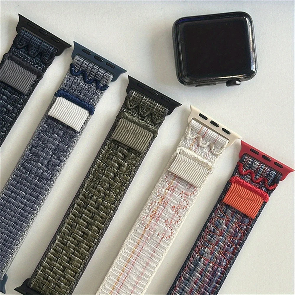 Pulseiras para Apple Watch 45mm 46mm 42mm 49mm 44mm, Bracelete de Nylon Sport Loop para Nike, Correia iWatch 11 10 9 8 7 6 5 SE Ultra 3