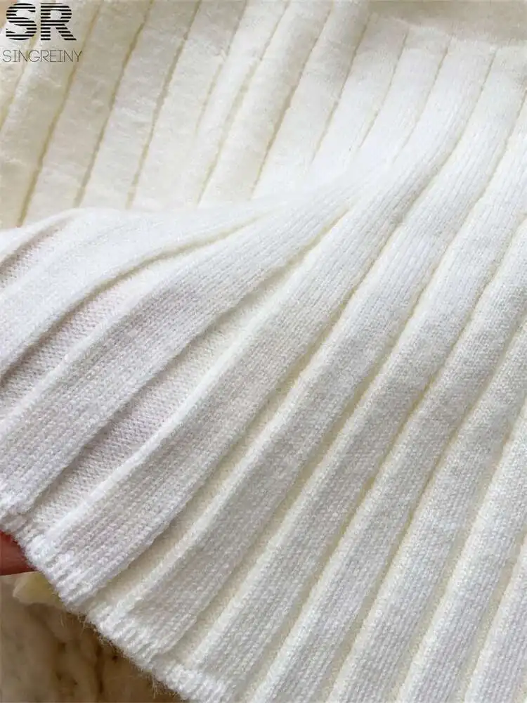 BabYoung Solid Knitting 3Pcs Suits Women Strappy Slim Camis+Button Cardigan+Pleated Drawstring Skirt Fashion Temperament Sets