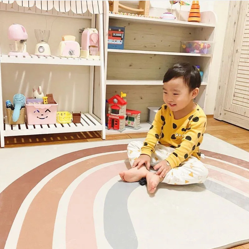 Nordic Rainbow Carpets for Children\'s Room Rugs Home Decoration Cute Children Mat Baby Room Carpet Bedside Floor Mat