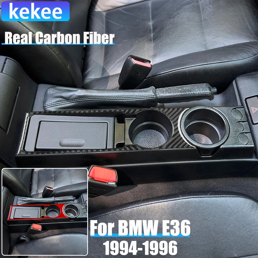 

Настоящее углеродное волокно, автомобильные аксессуары, подстаканник, рамка, декоративная накладка, мягкая наклейка для BMW E36 3 серии/M3 1994 1995 1996