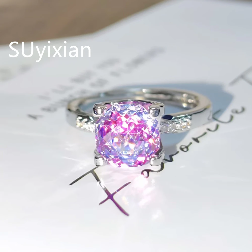 925 Sterling Silver Fashion Temperament Octagon Star Rose Cut Color Crystal Zircon Ring Earrings Necklace Bracelet Set