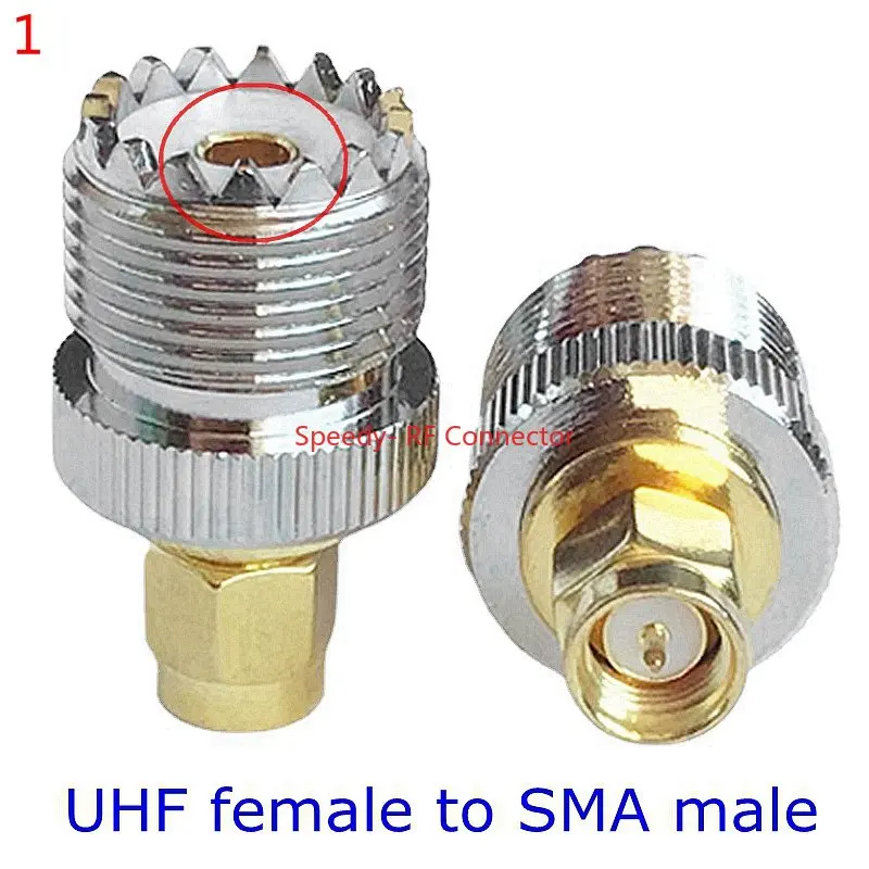 Adaptador de Brida de 4 orificios, conector macho UHF a SMA, conector hembra, piezas UHF a SMA, 1 PL-259, PL259, SO239, RF, entrega rápida, cobre,