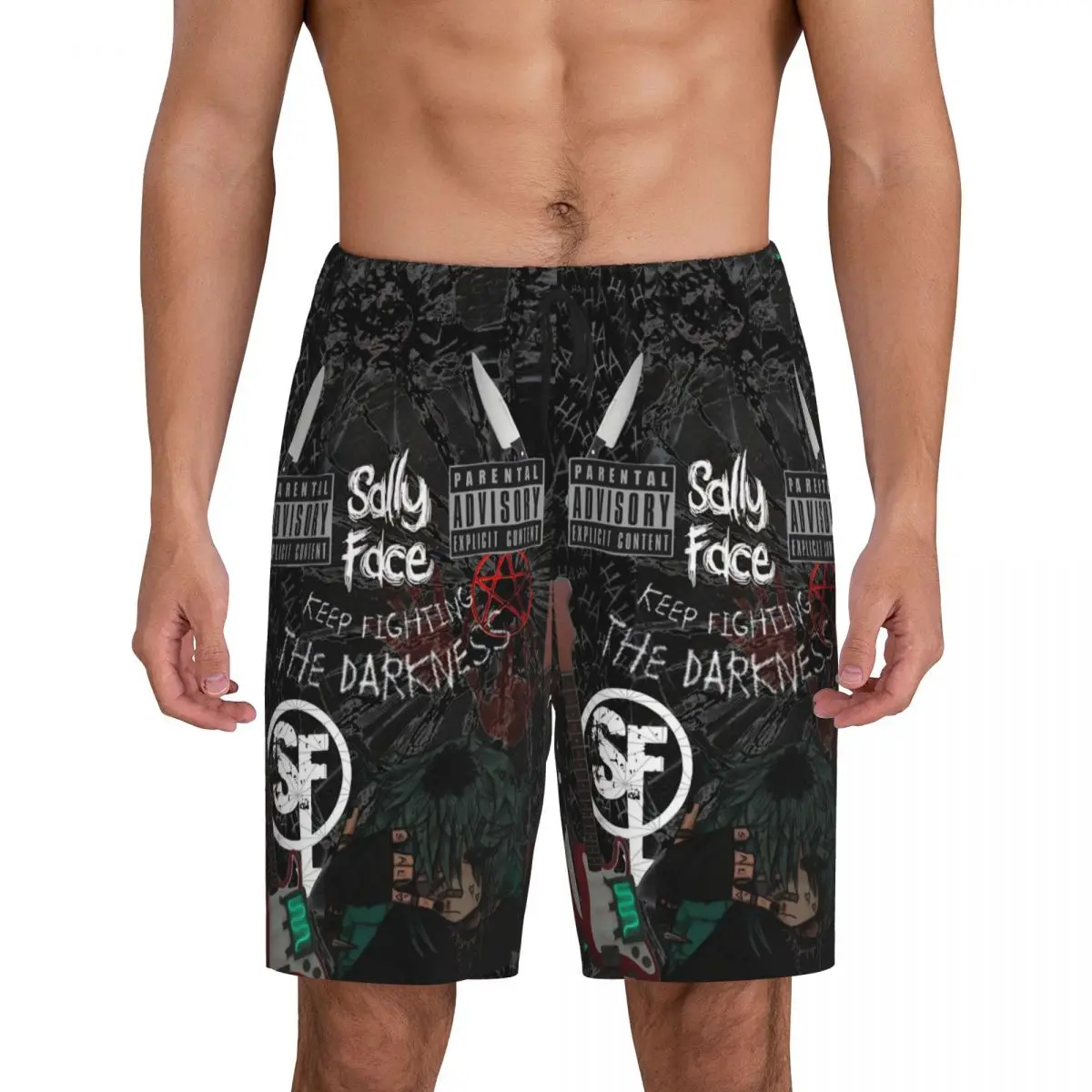 

Custom Sally Face Game Anime SF Horror Sal Fisher Short Pajama Pants Men Sleepwear Sleep Lounge Bottom Shorts Sleeping Pants