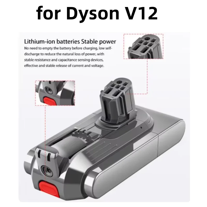 25.2V for Dyson V12 Detect Slim Cordless V11 Absolute Extra V11 Absolute V10 Animal V10-SV12 V11-SV15 Battery 25.5V 12800mAh