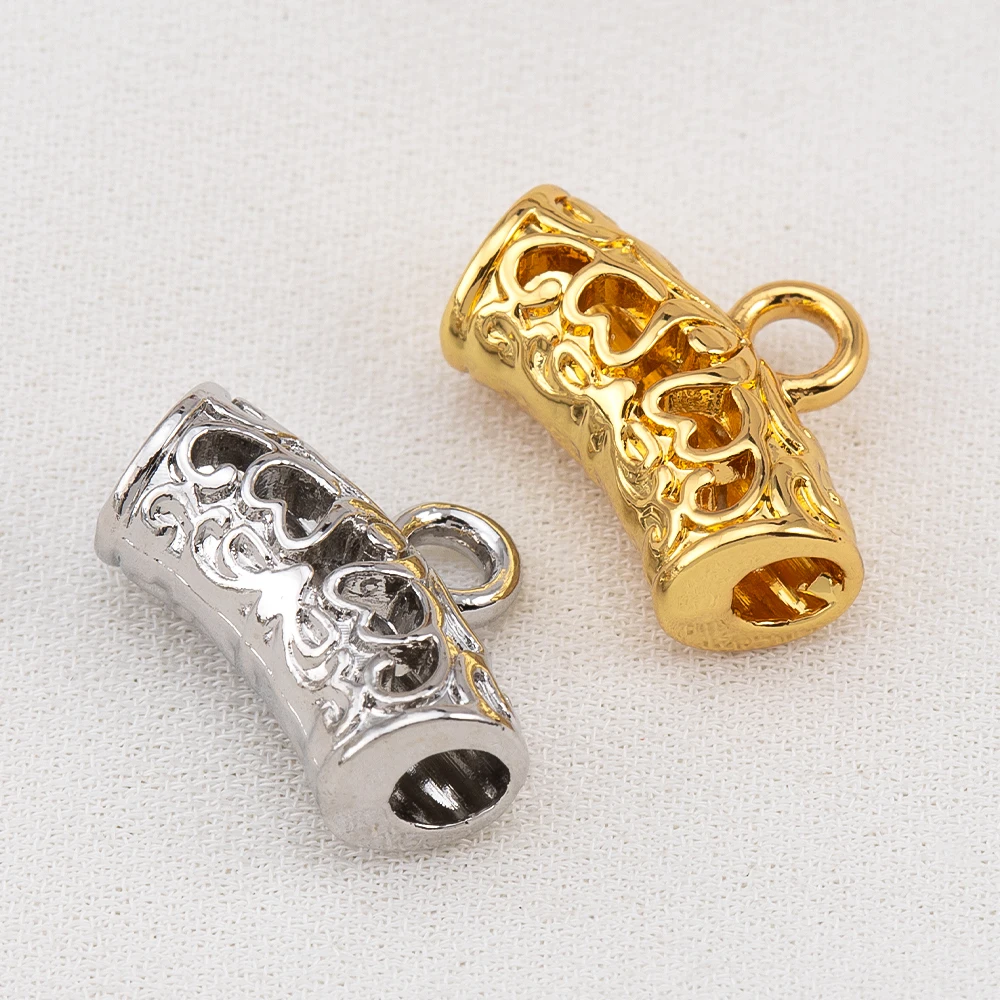 5/10/15Pcs 18K Gold Plated Bails For Pendants Curved Tube Spacer Bead Finding Beads Bails Connectors For DIY Jewelry Accessories