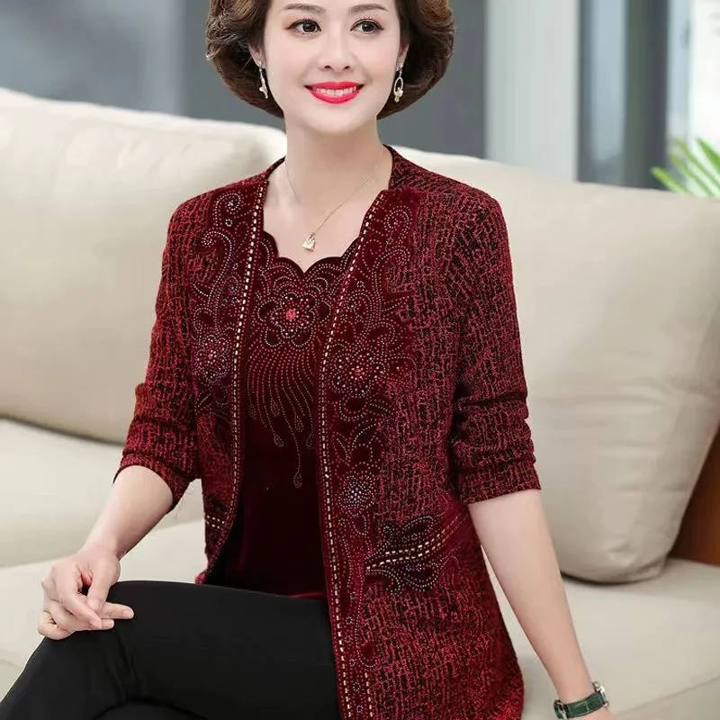 وهمية قطعتين سترة المرأة 2025 الخريف الربيع طويلة الأكمام سترة عالية الجودة الديكور سترة للنساء #4