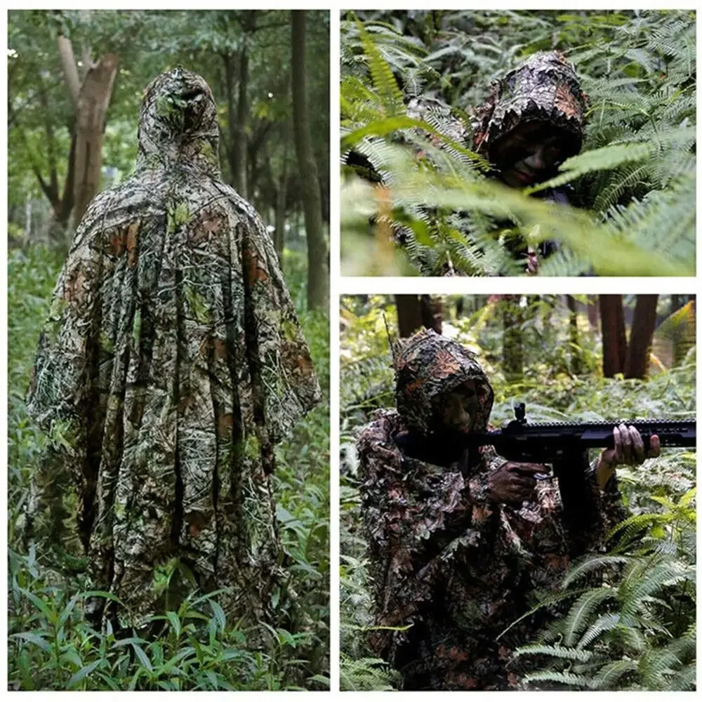 3D Ghillie hunting clothes  3D Camouflage Clothing Woodland Poncho for Hunting Wildlife Photography Costumes combat suit