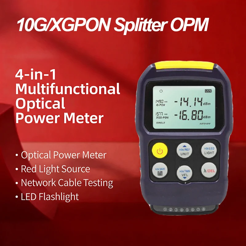 10G PON wavelength division optical power meter ,1577/1490nm+VFL 20mW+/10G XGPON/XGPON all in one