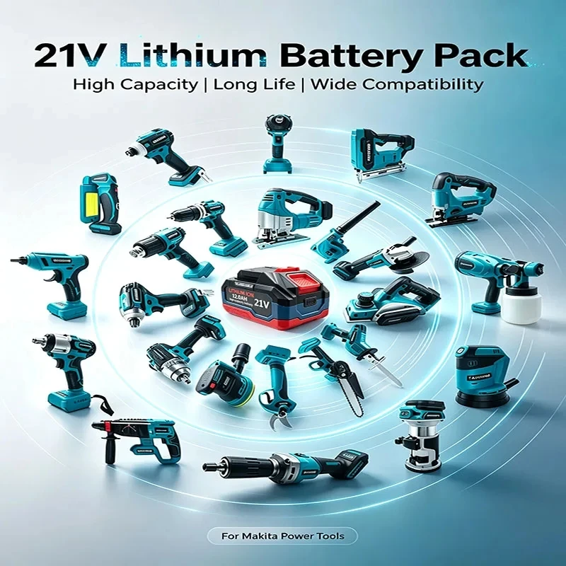 21V High Capacity 12000mAh Rechargeable Battery Compatible with Makita DGA404 DTW700 DHR202 DJV182 DDF487 Power Tools