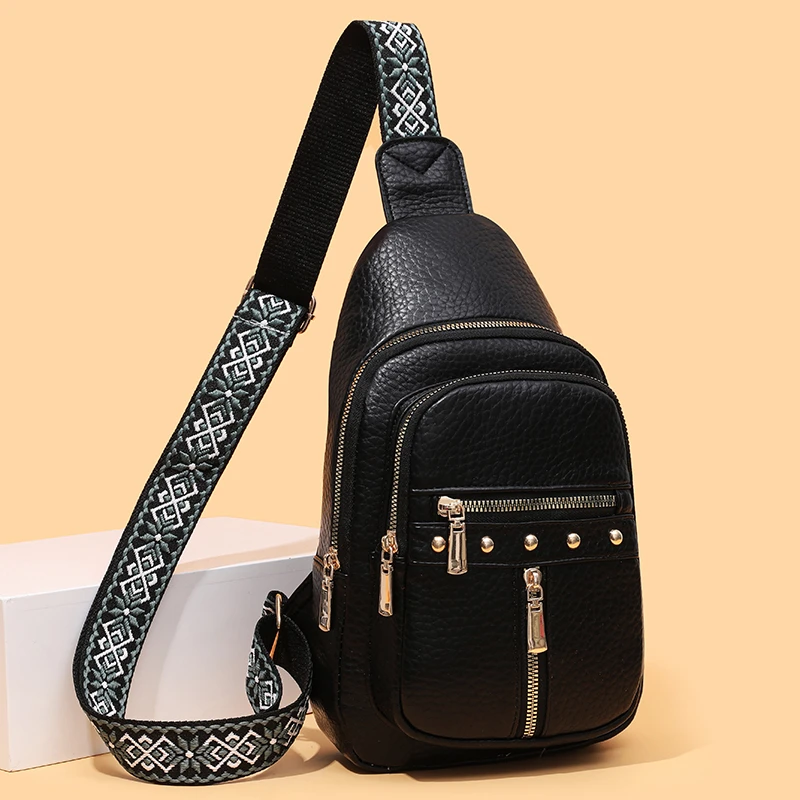 

Women's fashionable multi-layer Satchel | adjustable shoulder strap, zipper closure, urban style multifunctional chest bag