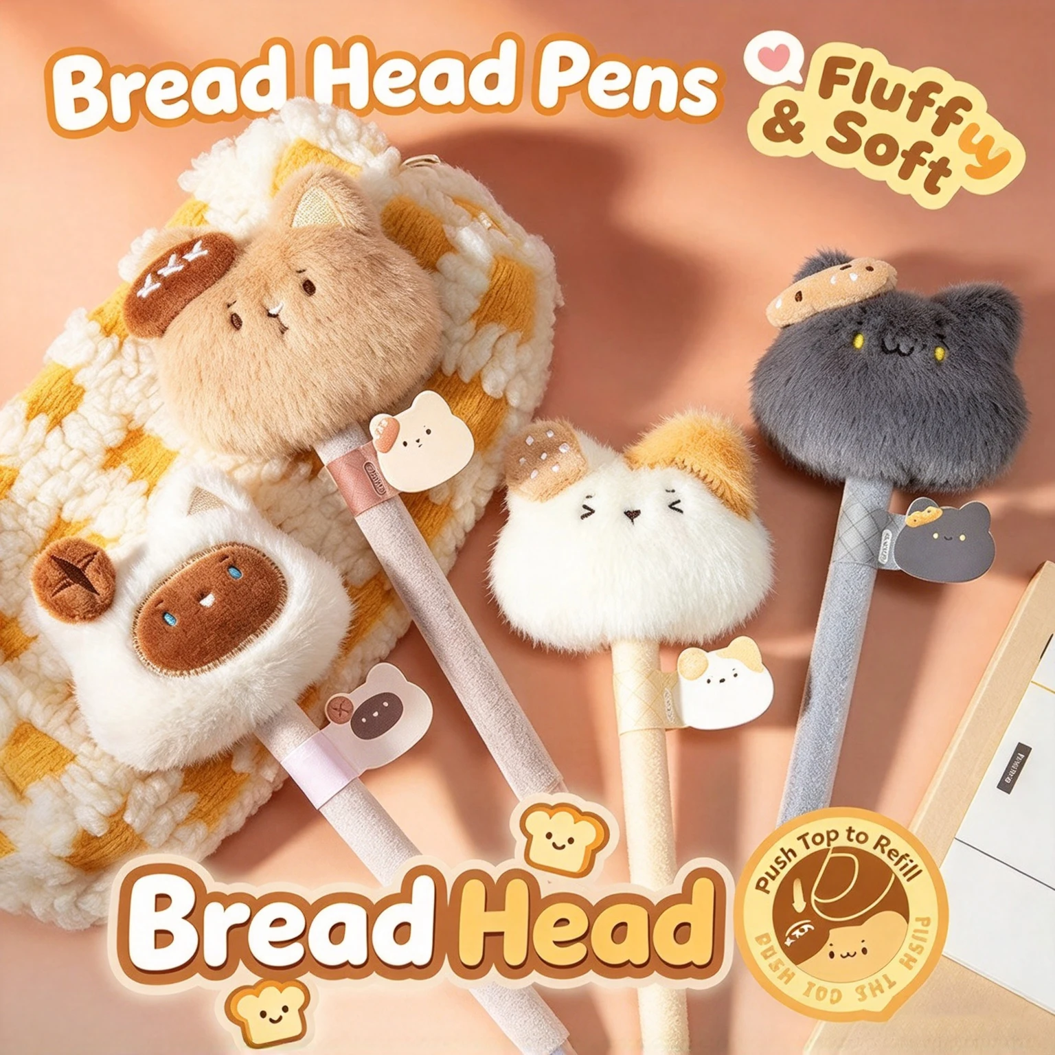 Cute Plush Pen Cute Pet Little Bear Three Flower Meow Internet Celebrity Same Style Neutral Pen High Beauty Hairy Girl Gift Set