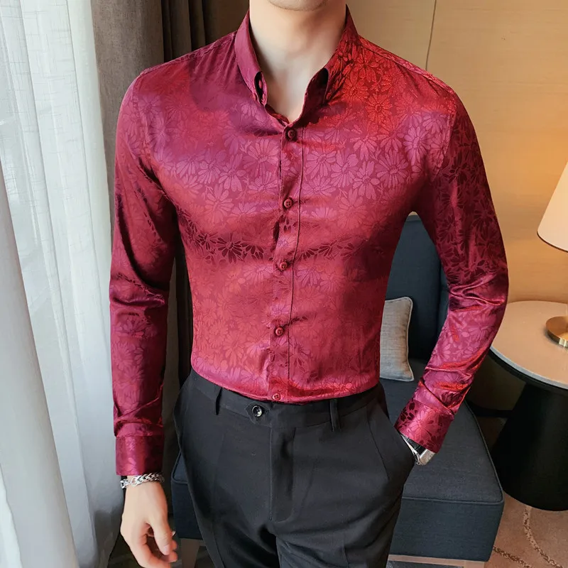 

Shirt For Men High Quality Fashion Print Long Sleeve Men's Social Shirt Big Size Slim Fit Casual Elegant Mens Dress Shirt 4XL-M