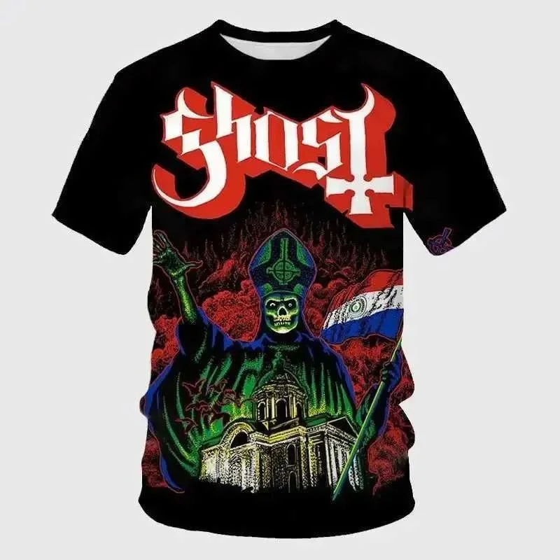 

Men's T-Shirts 3D Printed Street Horror Ghost Band Graphic Fashionable and Personalized Retro Funny O-neck Short Sleeved Pocket