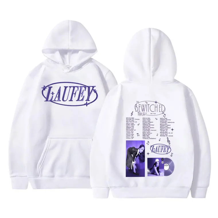 Laufey The Bewitched Tour Graphic Hoodie Male Fahsion Streetwear Men Women Casual Oversized Pullover Hoodies Male Vintage Hoody