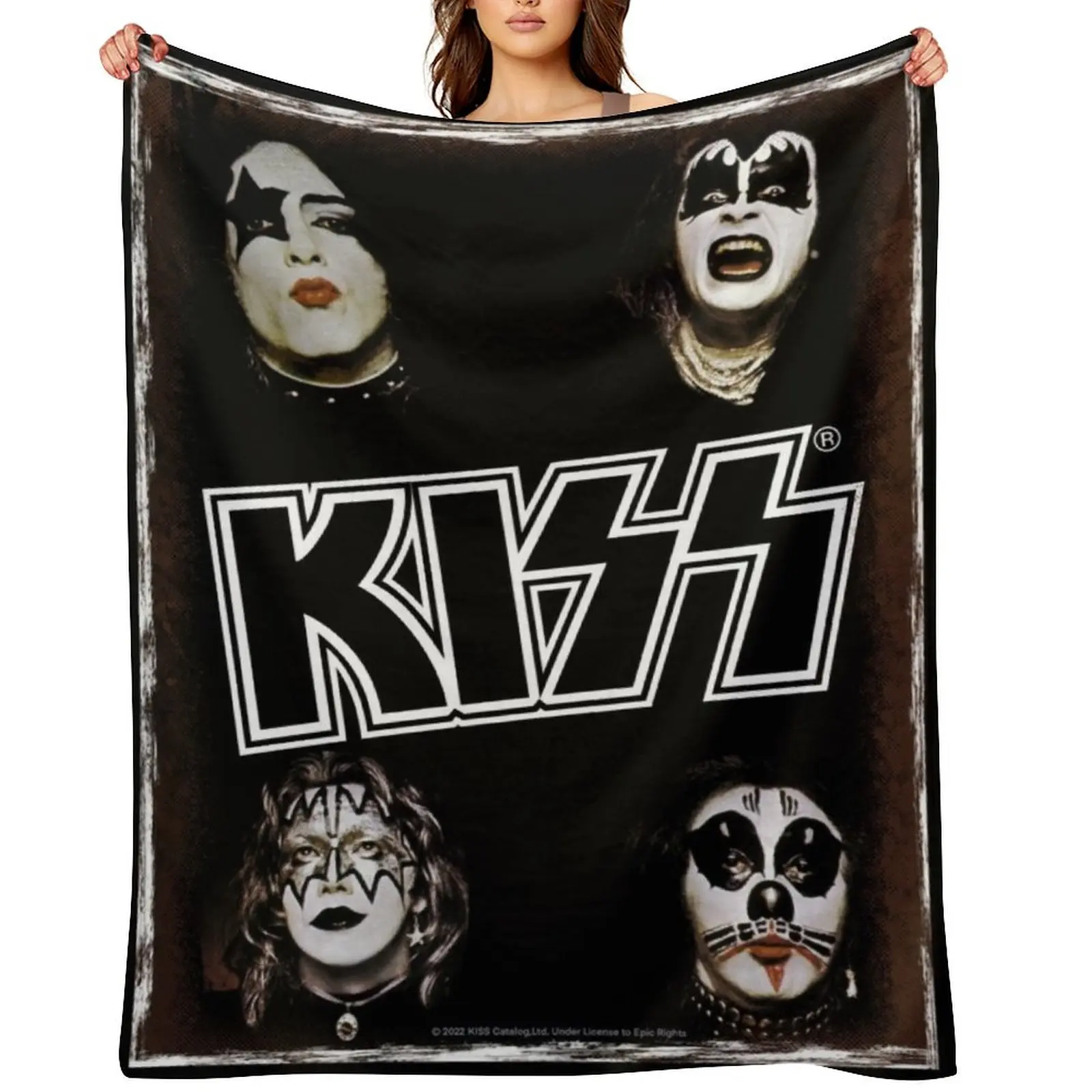 

Vintage kiss original band Throw Blanket For Sofa Thin Kid'S Custom For Decorative Sofa Blankets