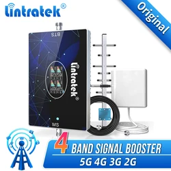 Lintratek 5G 4G 3G 2G Cellular Amplifier Four Bands Signal Repeater 900 1800 2100 2600 Internet Booster Full Kit