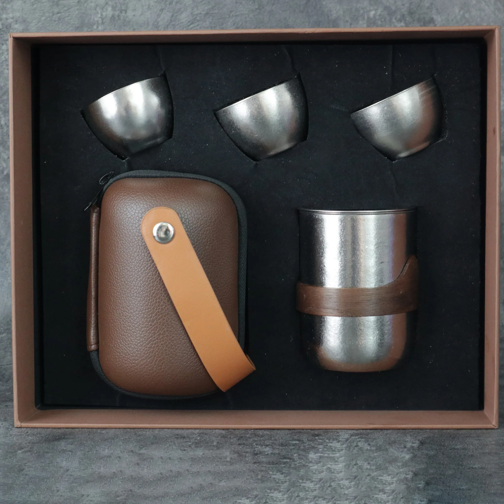 Outdoor Camping Pure Titanium Tea Set Teapot Ice Crystal Titanium Tea Set Convenient Travel Kung Fu Tea Set Quick Guest Cup Gift 5