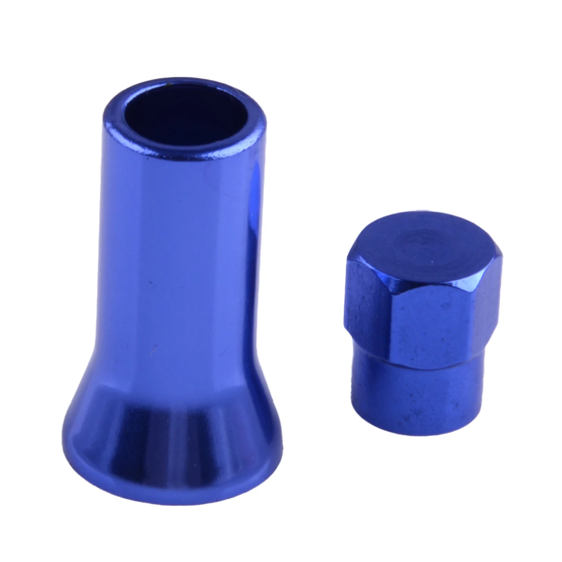 4 Sets Universal Car Auto Tire Wheel Stem Air Valve Hex Caps & Sleeve Cover Blue Aluminum Alloy