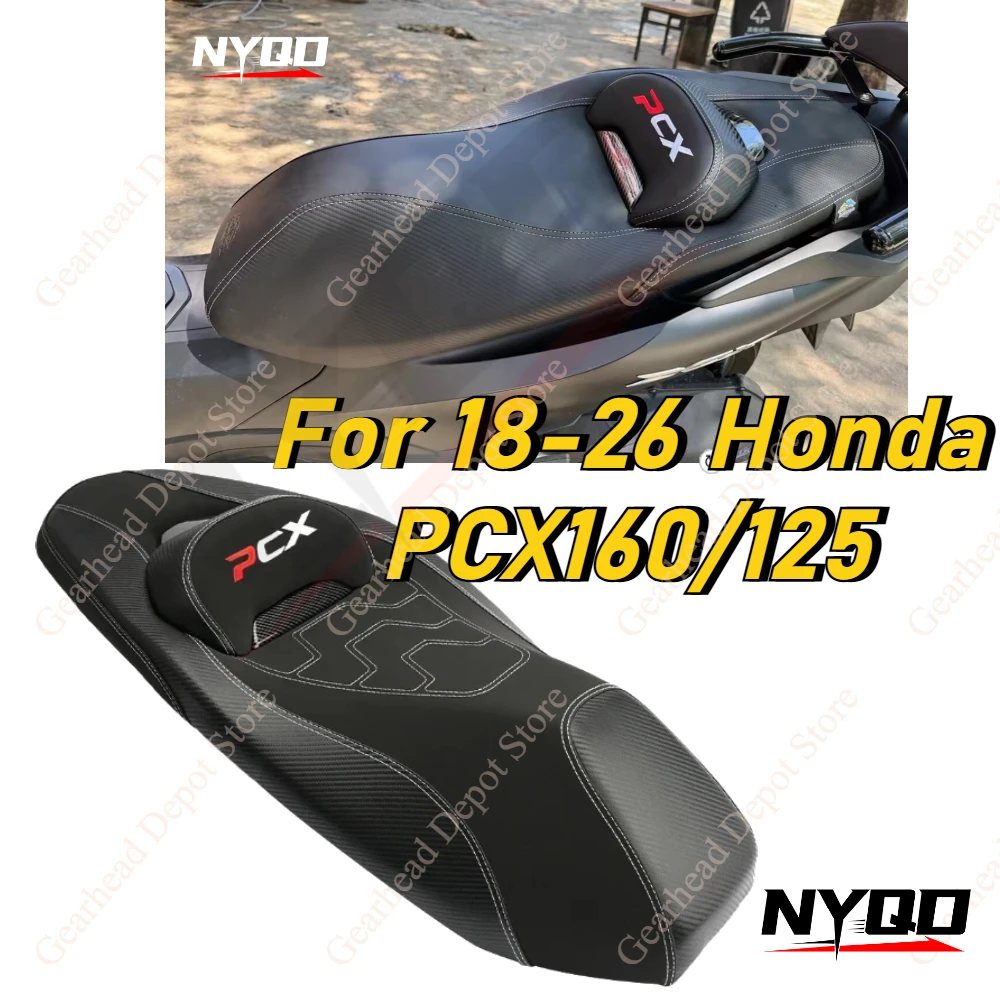 Für 2018-26 Honda PCX 160/125 Modifiziertes Sitzkissen mit Lendenwirbelstütze, Verdickt, Wasserdicht, Rutschfest, Komfortabler Sitzkomplett-Set