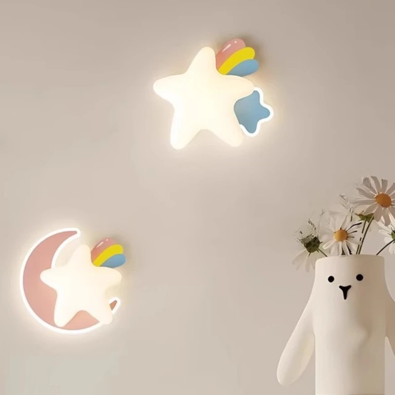 Nordic Cream Style Plastic Wall Lamps for Bedroom Dormitory LED Room Decorating Interior Glossy Medieval Macaroon Wall Sconces