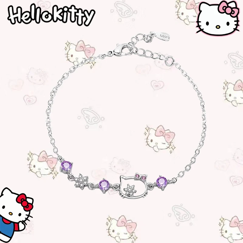 

Fashion Trend Sanrio Helloes Kittys Female Bracelet Cartoon Anime Alloy Kawaii Jewelry Accessories Wristband Women Children Like