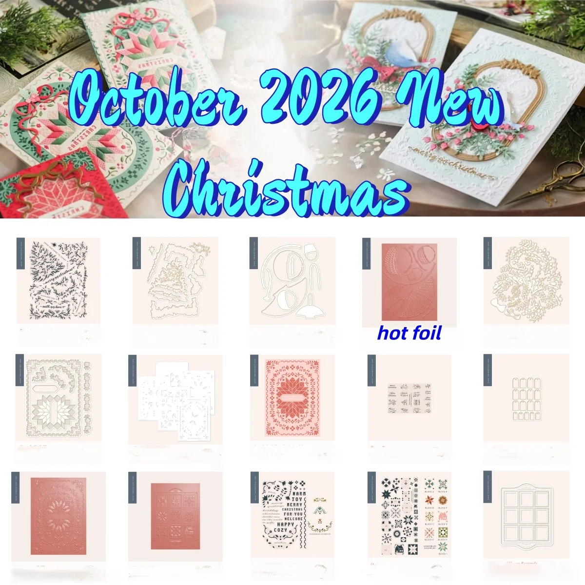 October 2026 New Christmas Evergreen Collective Capsule Quilt Metal Cutting Dies Clear Stamps Hot Foil For DIY Scrapbook Card