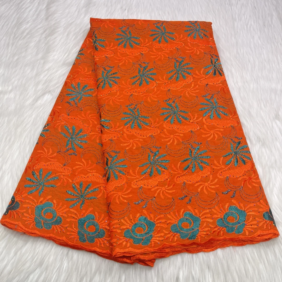 2025 アフリカレース生地高品質レース刺繍スイスボイルレーススイスドライレースドバイスタイル 5 ヤード B27-3