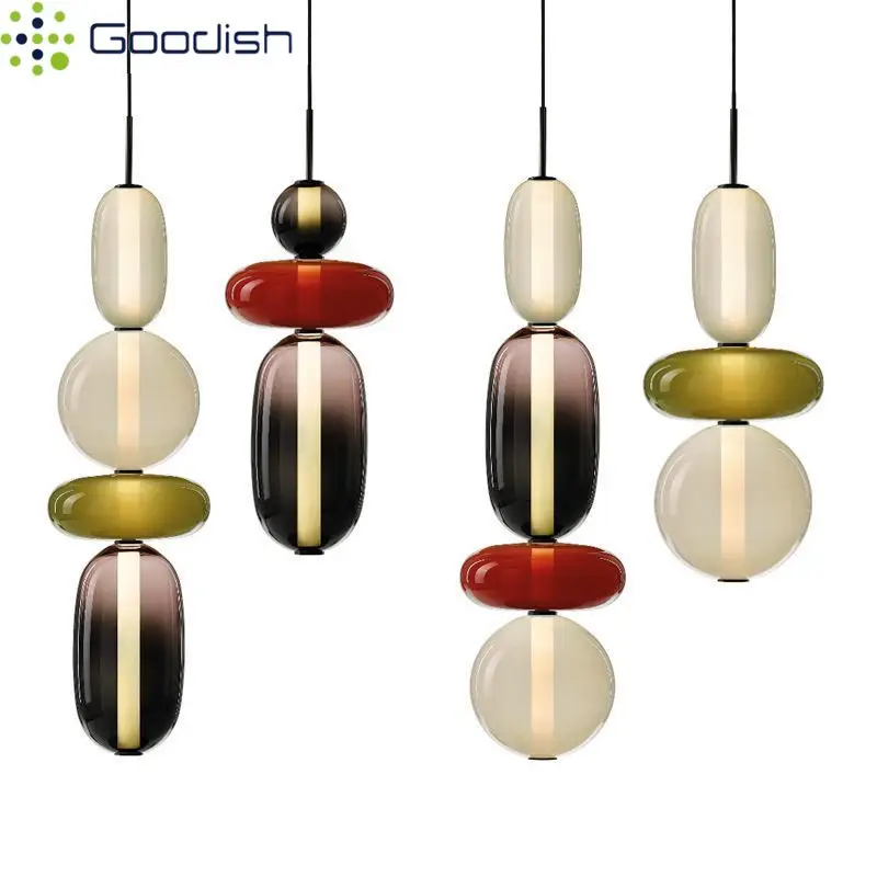 Modern Minimalist Nordic Colorful Candy Glass LED Pendant Lights Art Creative Lamps for Restaurant Home Decoration Chandeliers