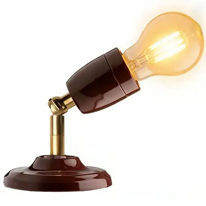 180° Rotatable Angle Vintage Ceramic LED Wall Light, E27 Base Adjustable Wall Lamp for Bedroom Bedside Study Living Room Ho
