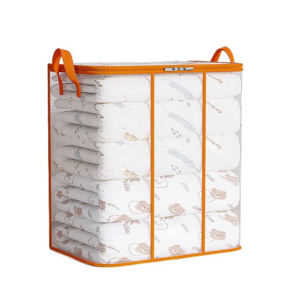 

Large Capacity Foldable Storage Bag Transparent Zippered PVC Quilts Storage Bag Reusable Moisture Proof Clothes Storage Box