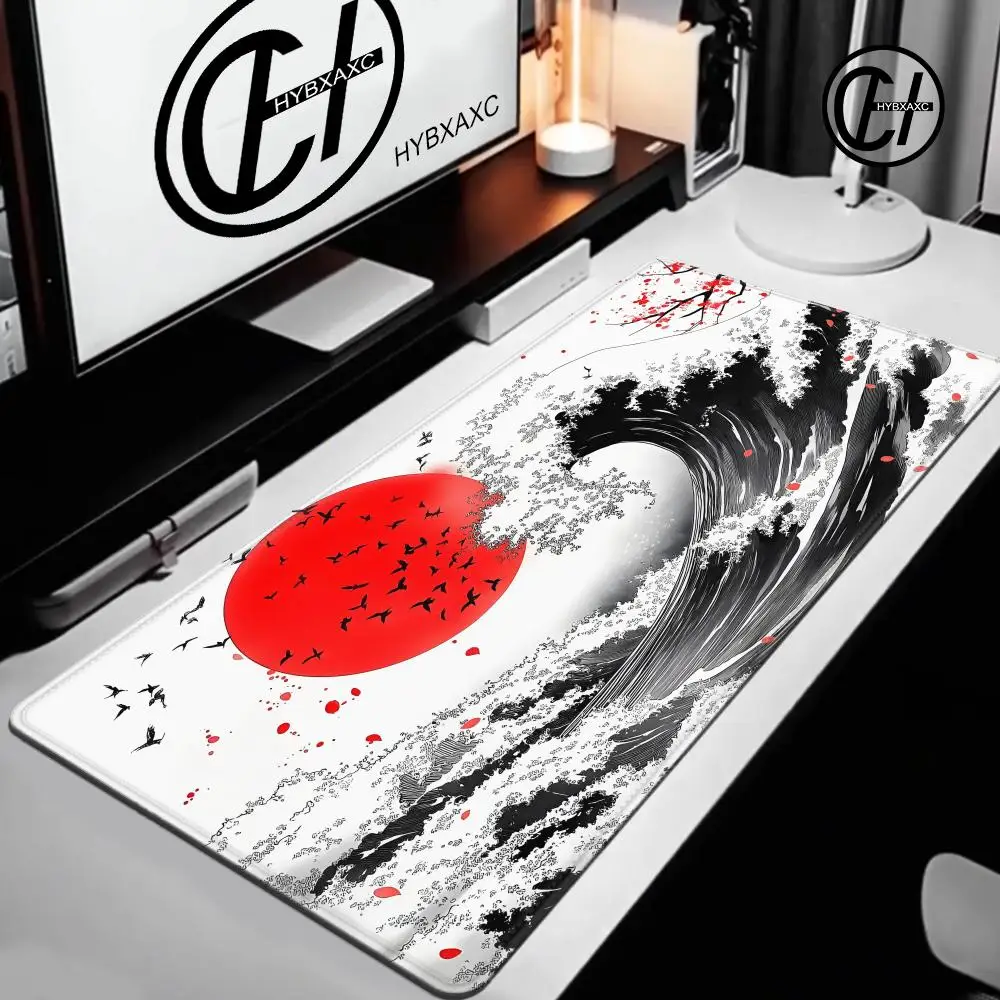 

Коврик для мыши с тушью 90 × 40 ПК Коврик для мыши Коврик для клавиатуры Япония Черная морская волна Геймер Офисный ковер Настольный коврик XL Настольный коврик для мыши