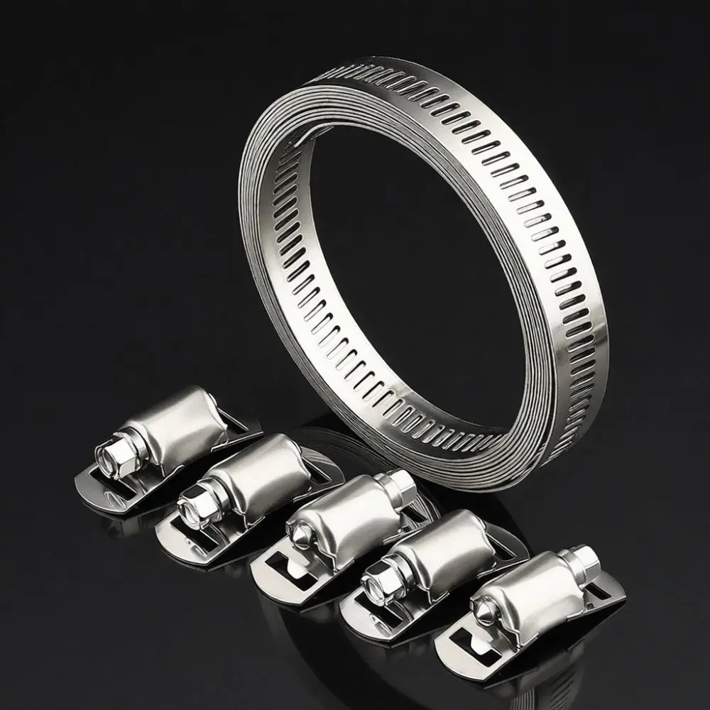 Heavy Duty 304 Stainless Steel Conduit Pipe Clamp Adjustable Metal Band Strapping Kit For Musical Instrument Repair Parts
