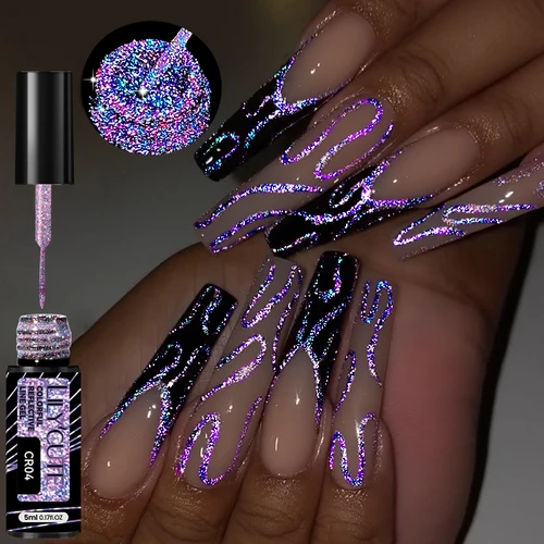 LILYCUTE 5ml delineador de brillo reflectante esmalte de uñas en Gel superflash colorido brillante Graffiti pintura raya línea de tracción Gel de uñas