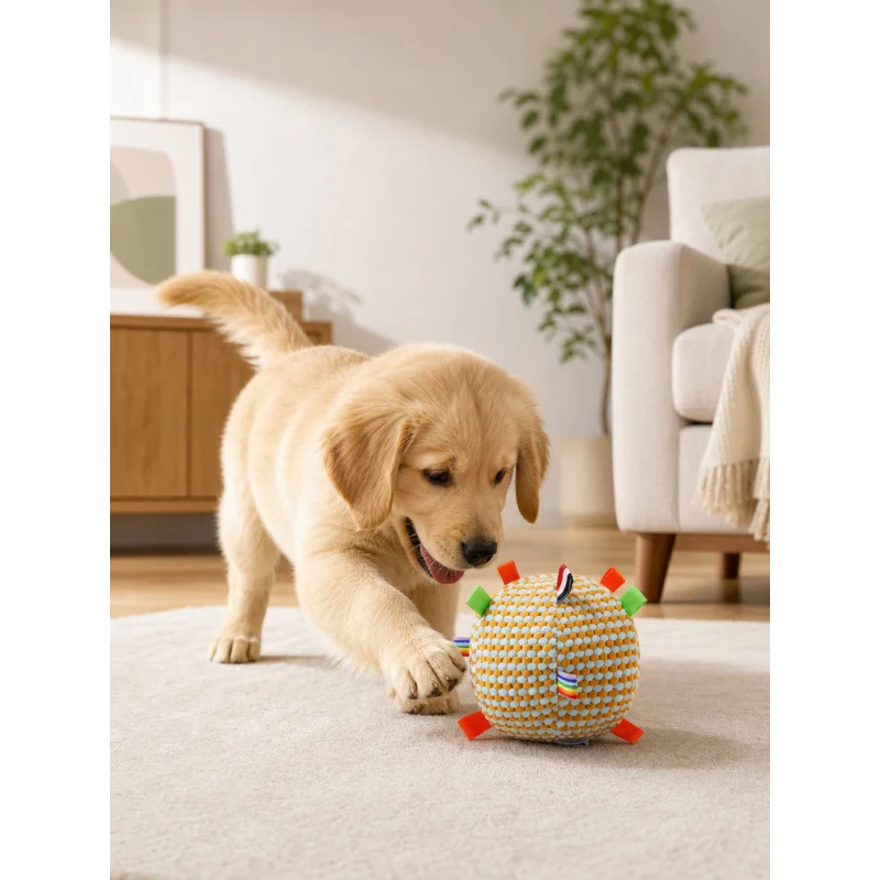 Pet Dog Interactive Chew Toy Soft Plush Fidget Ball Teeth Cleaning Bite Resistant Puppy Entertainment Pet Toy