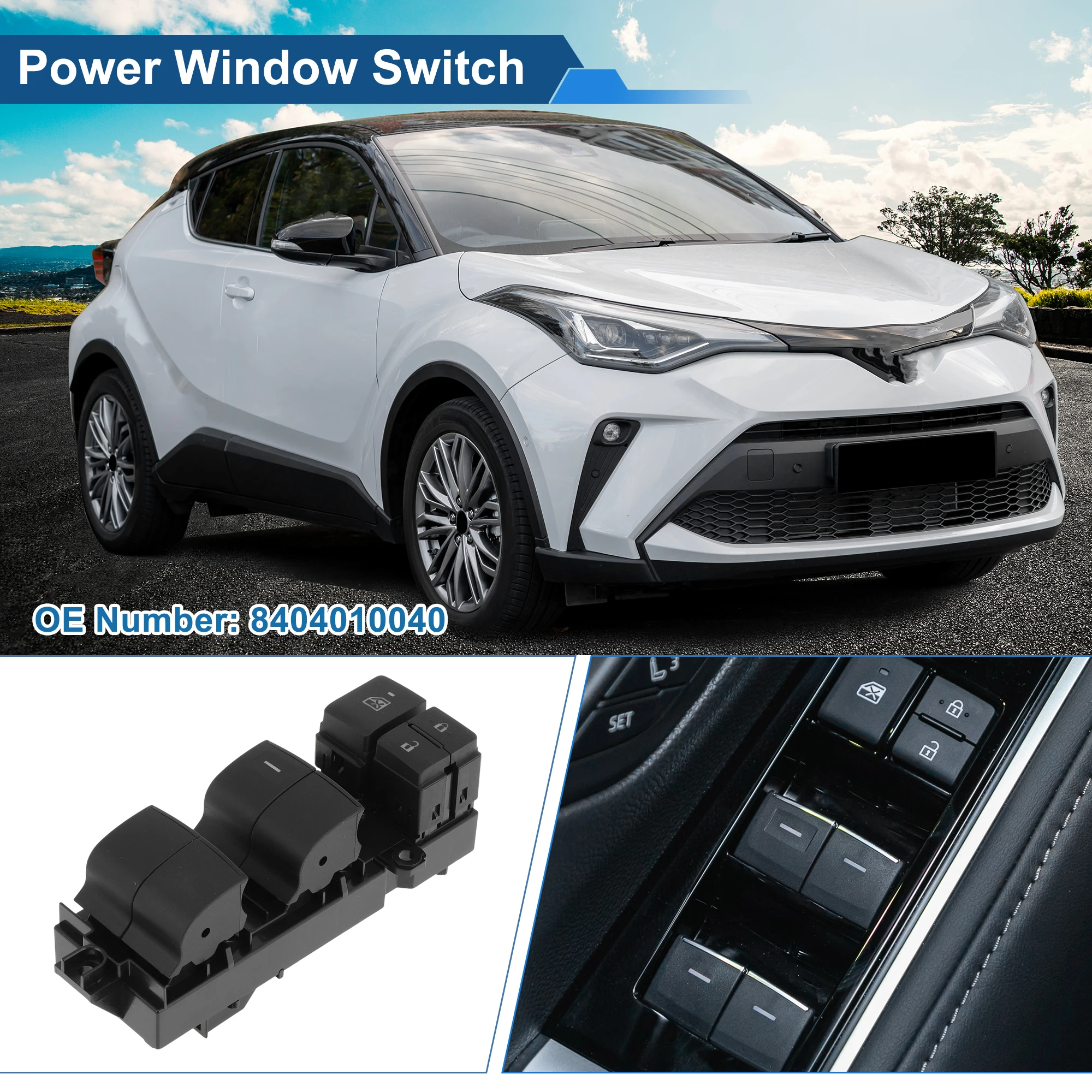 

UXCELL Car Front Left Power Window Switch fits for Toyota C-HR 2021 2022 8404010040